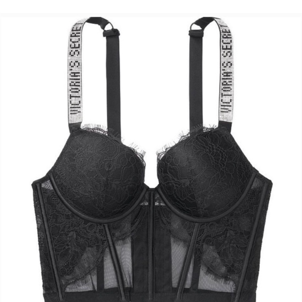 Victoria's Secret Black Lace Bra with Logo Straps